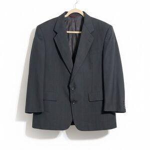 Hart Schaffner Marx Oak Hall Mens Blazer 44R Charcoal Gray Wool Suit Jacket